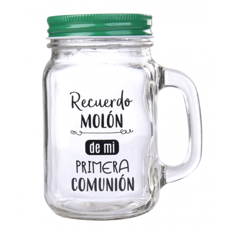 JAR GLASS GIFT OF COMMUNION IN A PHRASE I REMEMBER MOLON – GREEN