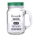 JAR GLASS GIFT OF COMMUNION IN A PHRASE I REMEMBER MOLON – GREEN