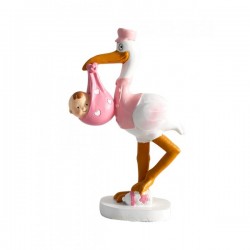 FIGURE CAKE CHRISTENING STORK NEST PINK