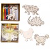 WOODEN ANIMALS FOR COLORING CHILD WITH CARRYING CASE