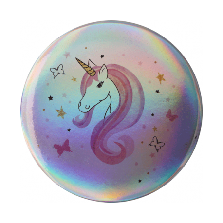 MIRROR AND PLATE WITH DRAWING OF UNICORN