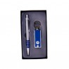 SET BOLIGRAFO LLAVERO LINTERNA LED ESTUCHE AZUL