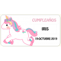 PEGATINA PARA BAUTIZOS-COMUNIONES-CUMPLEAÑOS - MODELO UNICORNIO