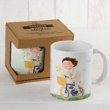 Tasse en céramique enfant Communion sur le vélo avec boîte-cadeau