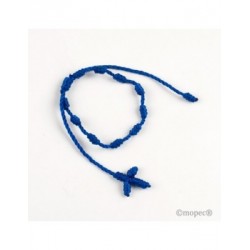 Bracelet-rosary with cross macrame electric blue