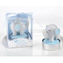 BOUGIE DE BAPTÊME DE L'ÉLÉPHANT BLEU DANS LA BOÎTE DE CADEAU