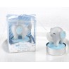 CANDLE CHRISTENING ELEPHANT BLUE IN GIFT BOX