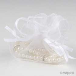 Bracelet de perles en tissu organdí blanc min.2P.DOUX