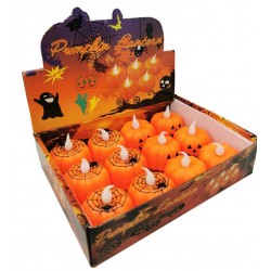 EXPOSITOR 12 VELAS CON LUZ HALLOWEEN CALABAZA