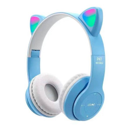 CASCOS AURICULARES OREJAS INALÁMBRICOS AZUL+CAJA